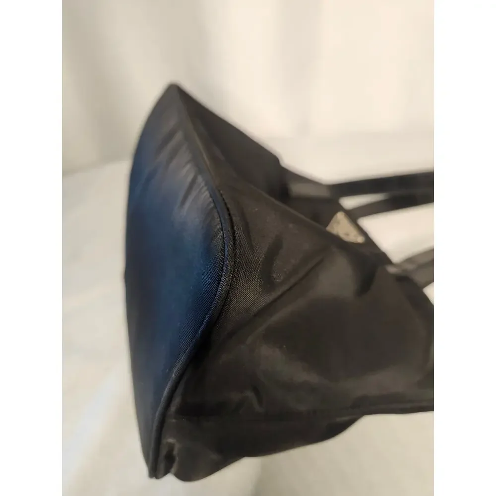 Prada Black Nylon Tote Bag Leather Handles Made in Italy Authenticity Card - Picture 5 of 15